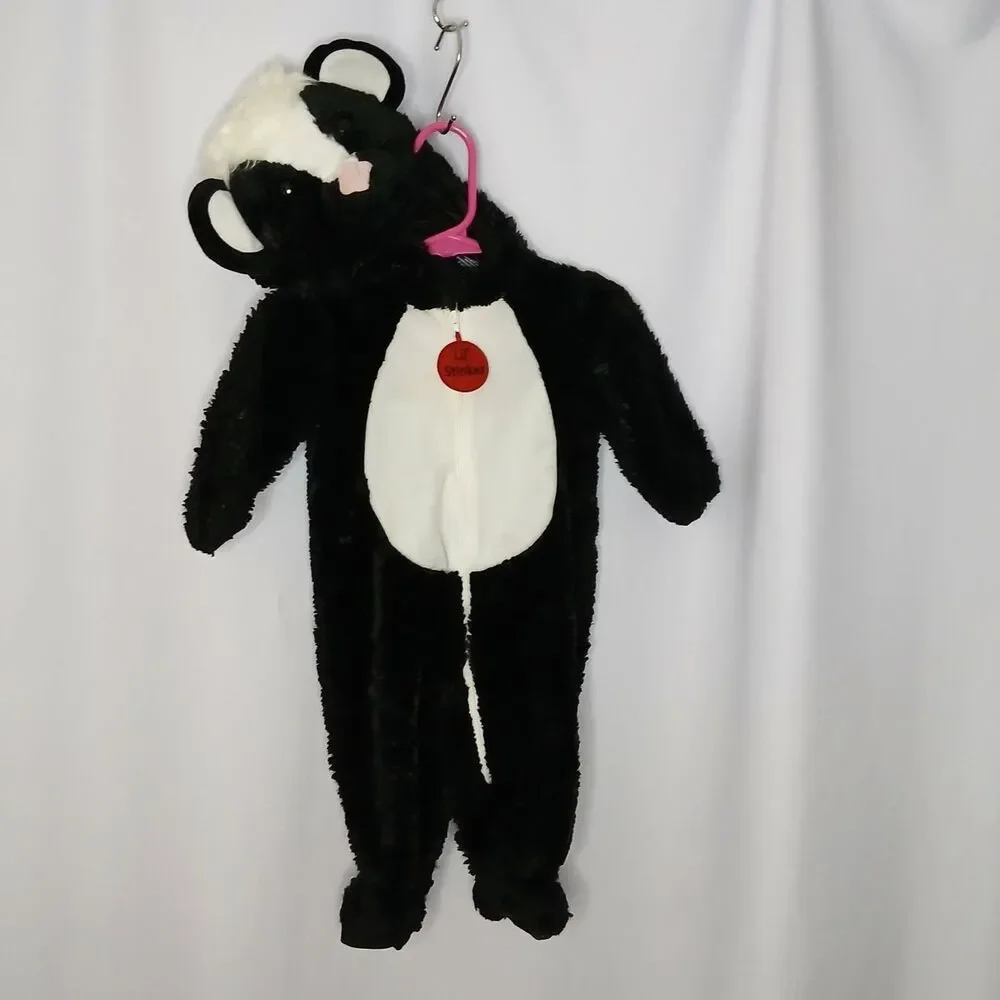 Lil Stinker Infant Skunk Costume The Humane Society Hood Bodysuit Baby 3-6 mo